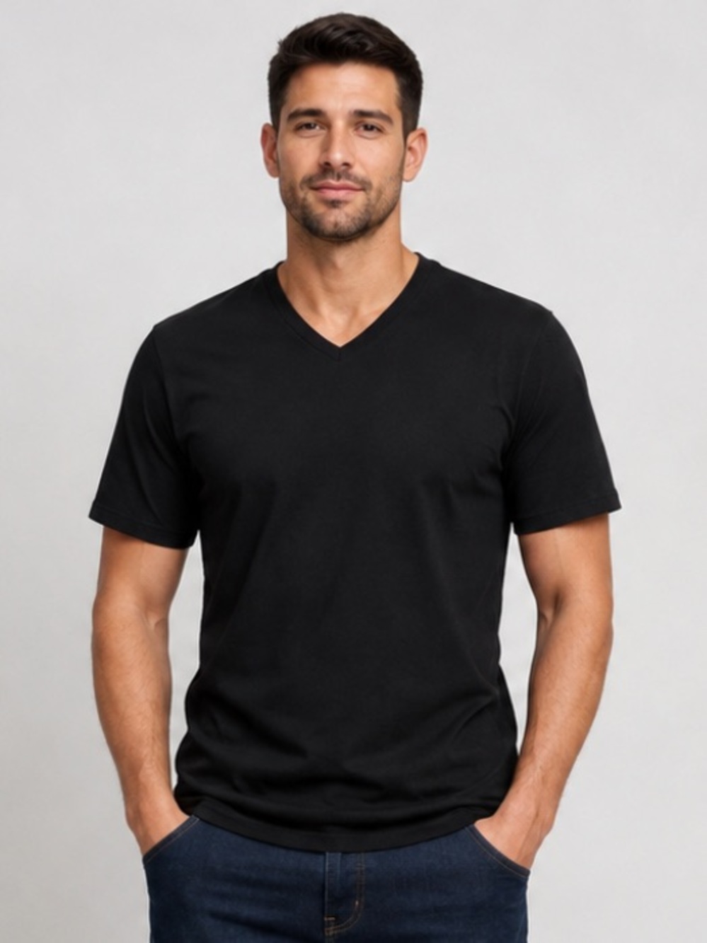 Calvin Klein Mens Black V Neck 100% Cotton T Shirt Size L